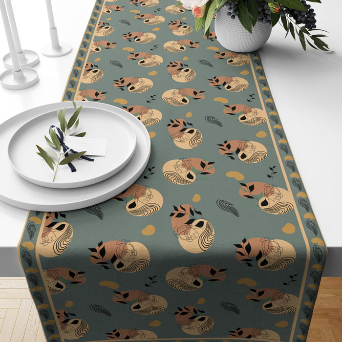 Abstractive Boho- Green | Premium Quality | Table Runner/ Table Linen | Kitchen Linen