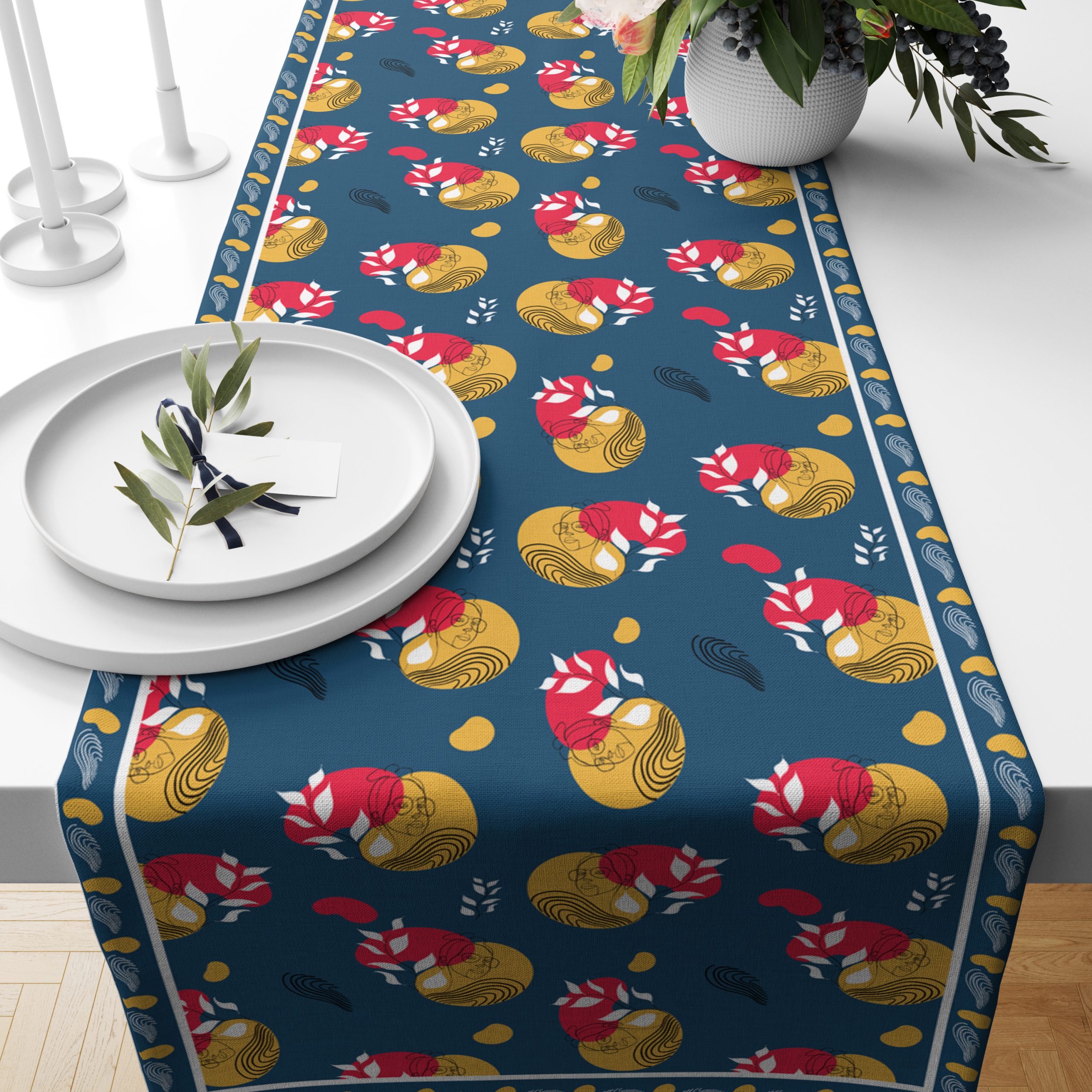 Abstractive Boho- Blue | Premium Quality | Table Runner/ Table Linen | Kitchen Linen