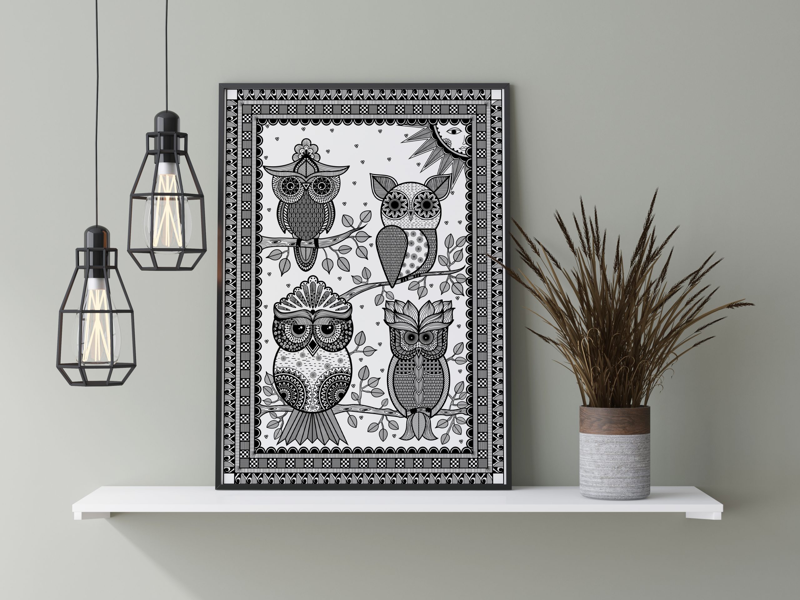 Mandala Wall Art- The Owl Family | Art Frames