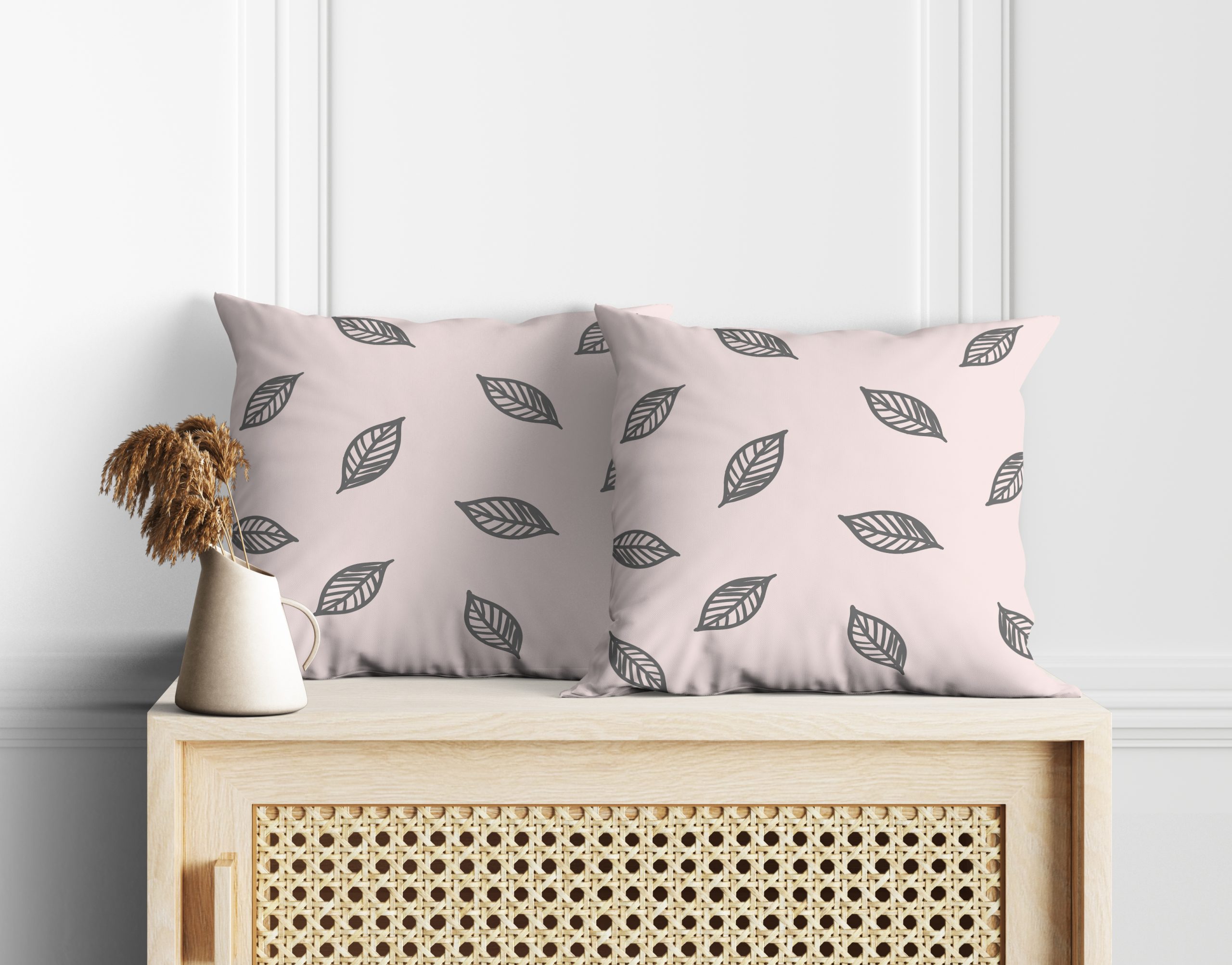 Shaded Leaves (Pink) | Premium Quality | Cushion Covers | Set of 2
