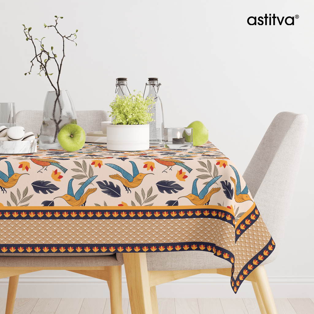 Chirpy Bird | Premium Quality | Table Cloth | 6 seater Dining Table Cloth