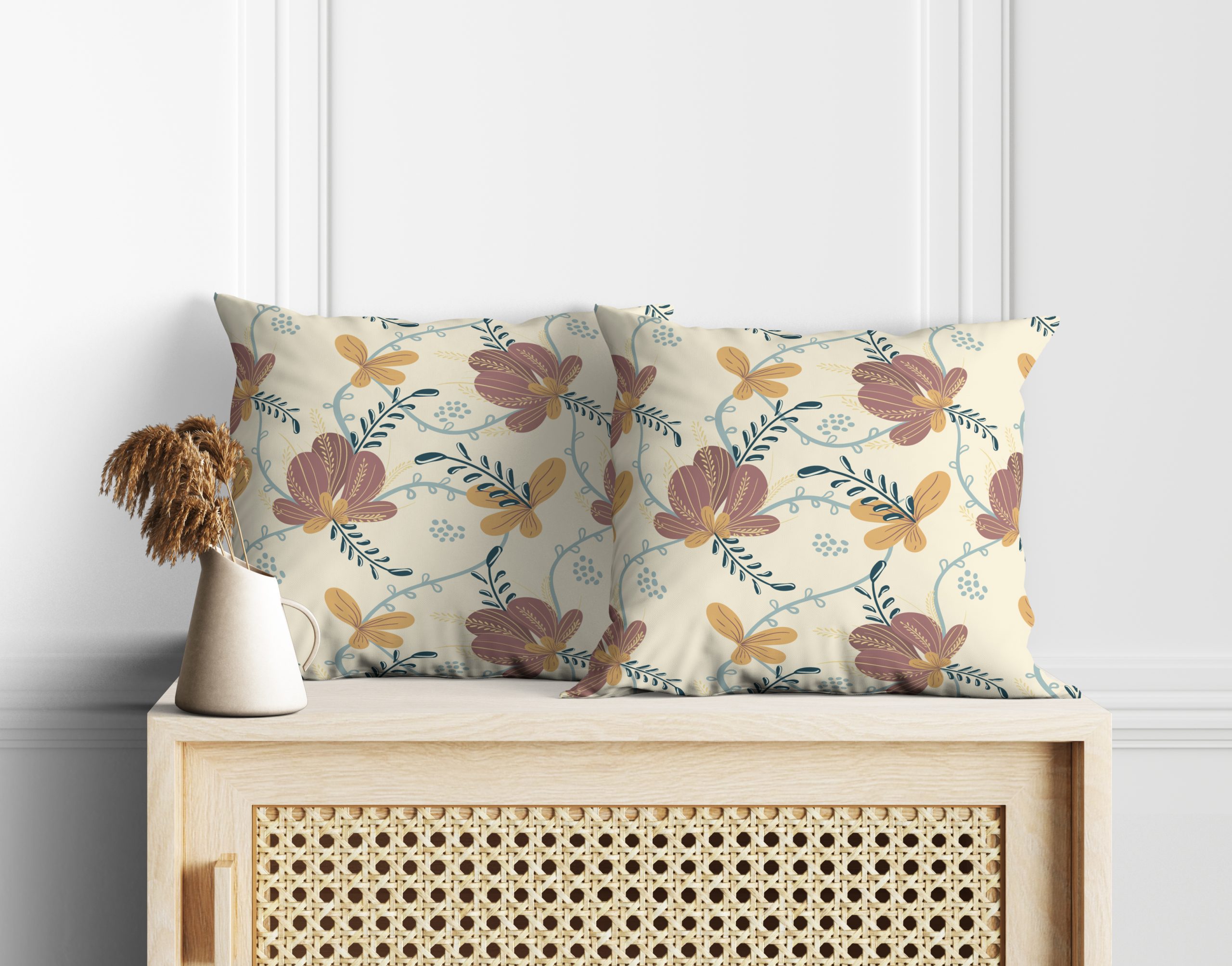 Floral- Brown | Premium Quality | Cushion Covers | Set Of 2