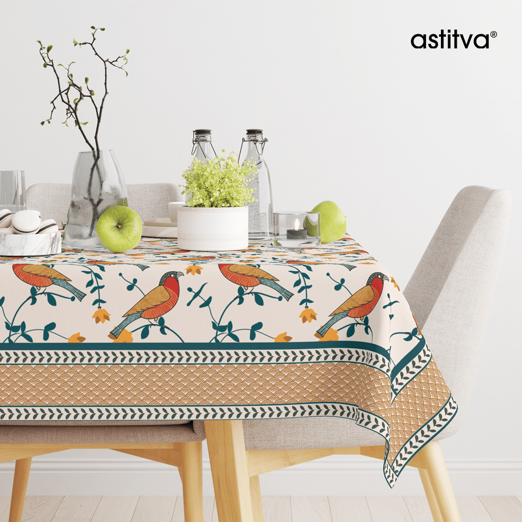 Bird’s Land | Premium Quality | Table Cloth | 6 seater Dining Table Cloth