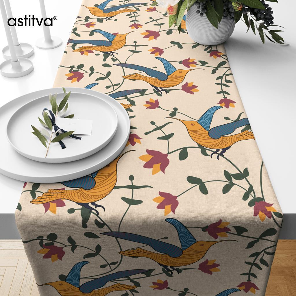 Earthy Song Bird | Premium Quality | Table Runner| Table Linen | Kitchen Linen