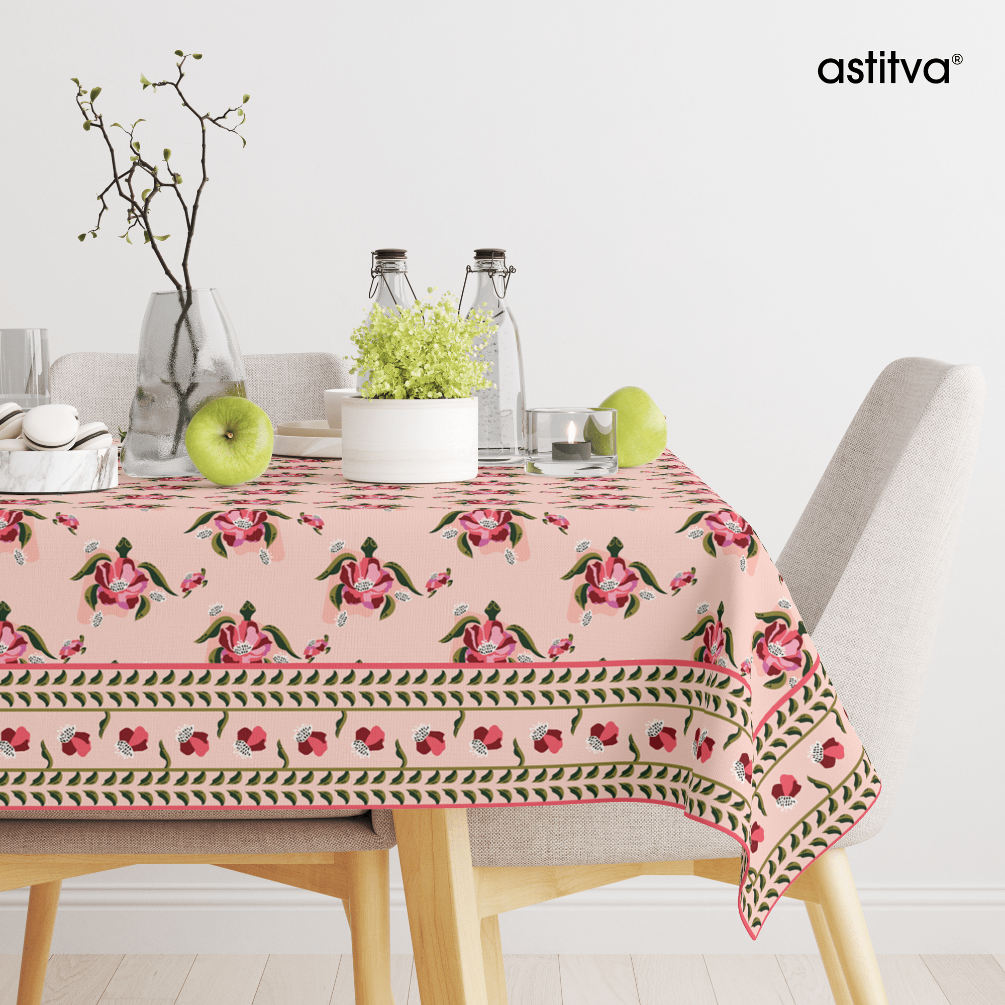 Turtle Flower | Premium Quality | Table Cloth | 6 seater Dining Table Cloth