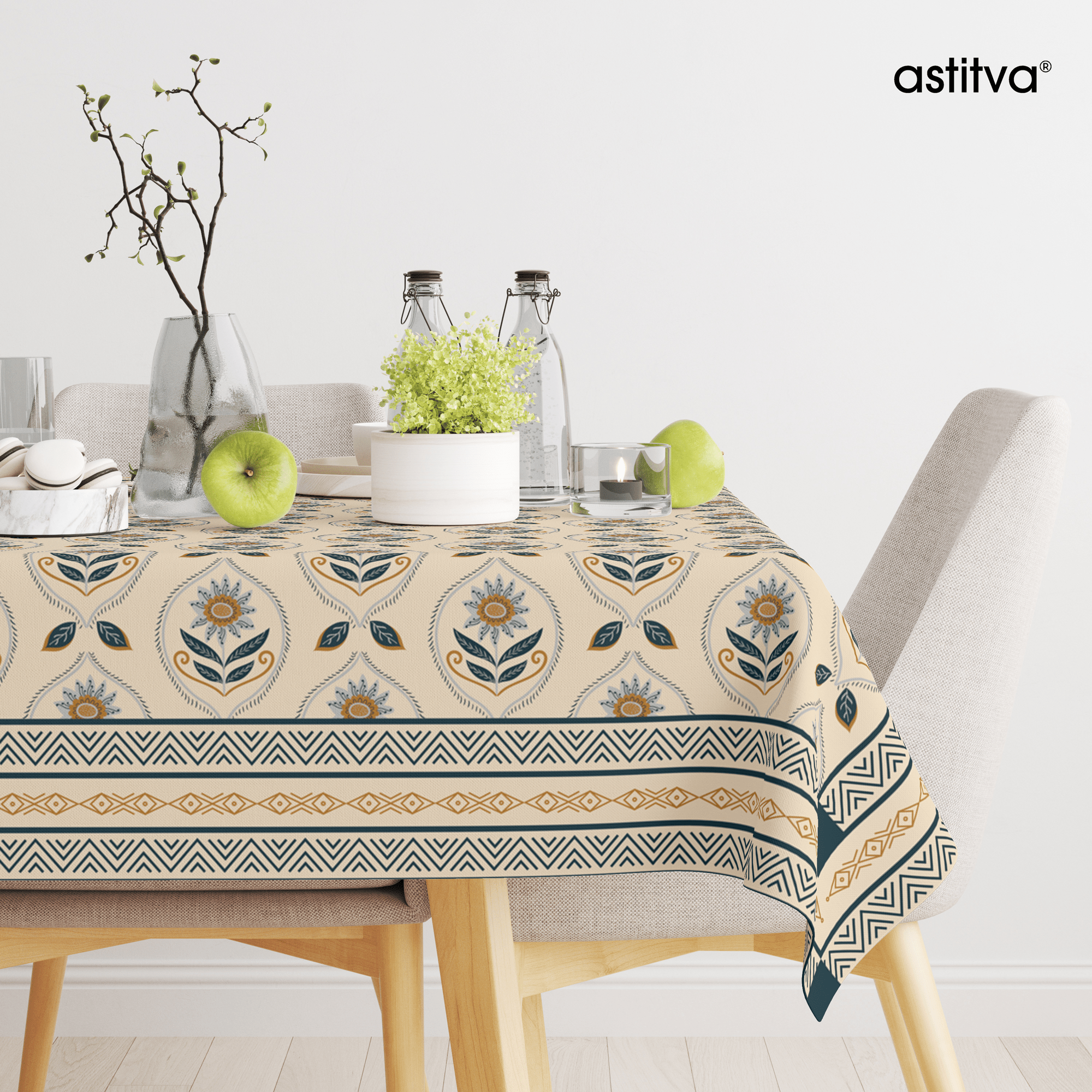 Modern Blocks | Premium Quality | Table Cloth | 6 seater Dining Table Cloth