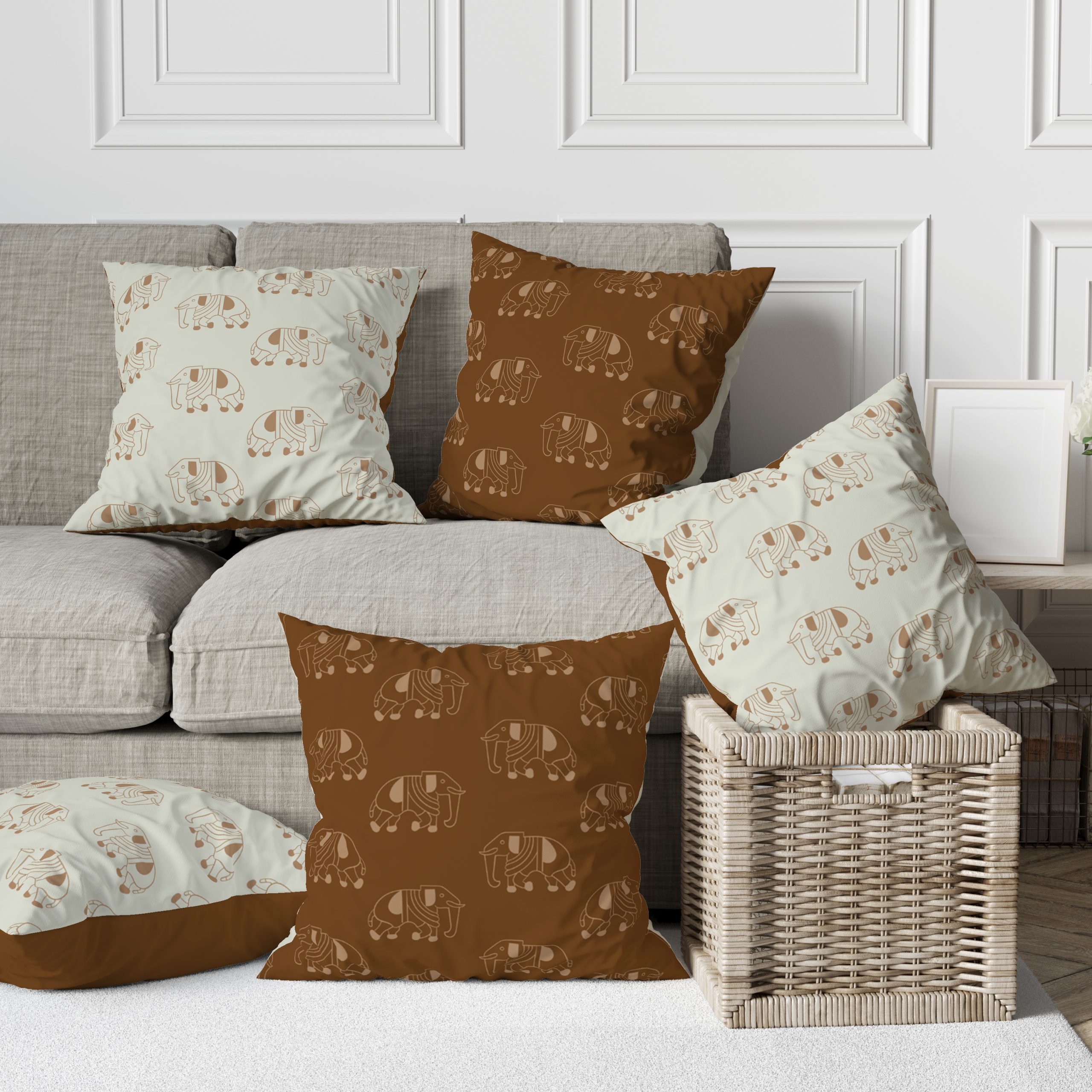 Nawabi Elephant| Cushion Covers | Set of 5
