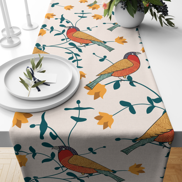 Bird's Land | Premium Quality | Table Cloth/ Table Linen | Kitchen Linen