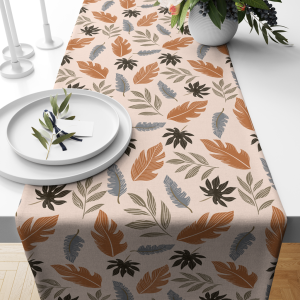 Tropical Leaves(Orange)| Table Runner/ Table Linen| Kitchen Linen| Premium Quality