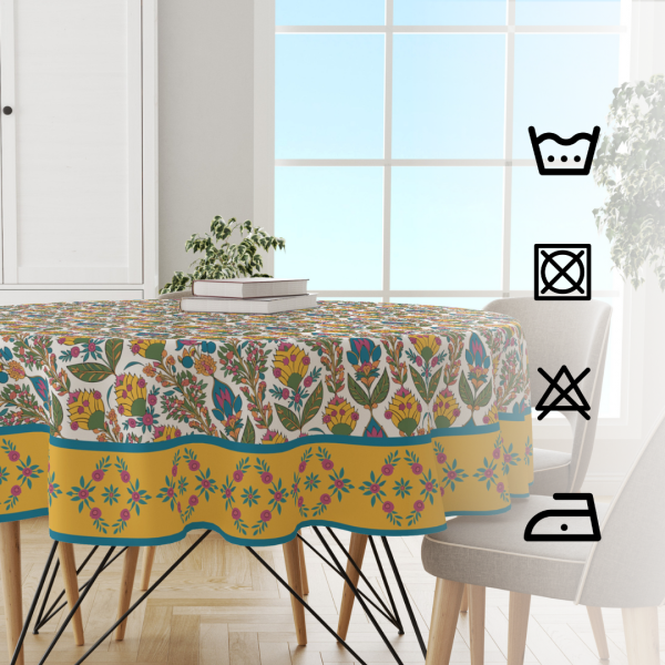 Yellow White | Premium Quality | Table Cloth/ Table Linen | Kitchen Linen - Image 3