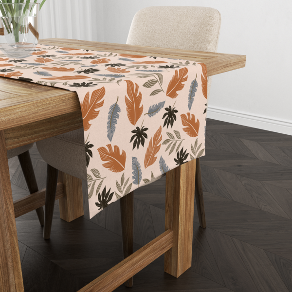 Tropical Leaves(Orange)| Table Runner/ Table Linen| Kitchen Linen| Premium Quality - Image 3