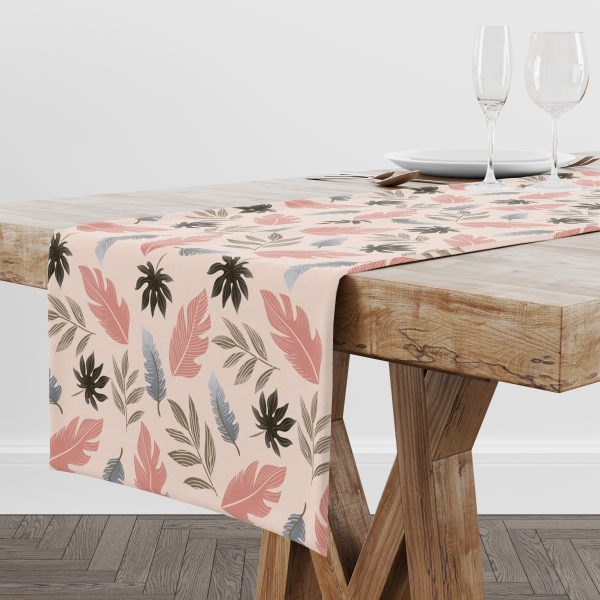 Tropical Leaves(Pink)| Table Runner/ Table Linen| Premium Quality| Kitchen Linen - Image 4