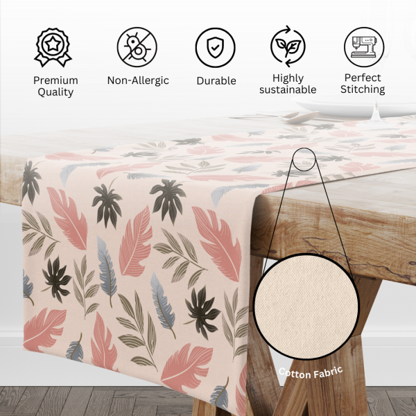 Tropical Leaves(Pink)| Table Runner/ Table Linen| Premium Quality| Kitchen Linen - Image 6