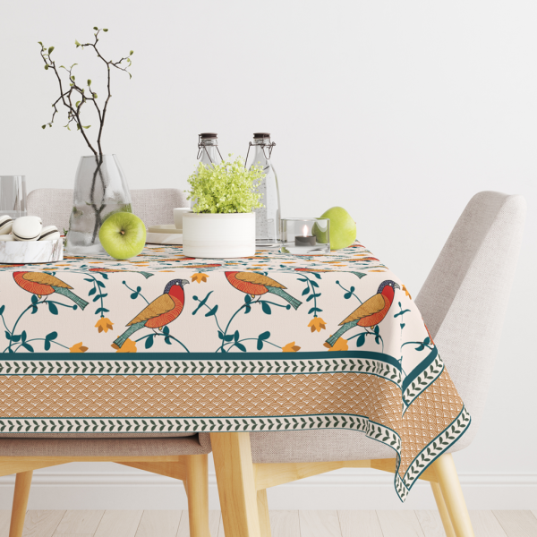 Bird's Land| Premium Quality | Table Cloth | 6 seater Dining Table Cloth