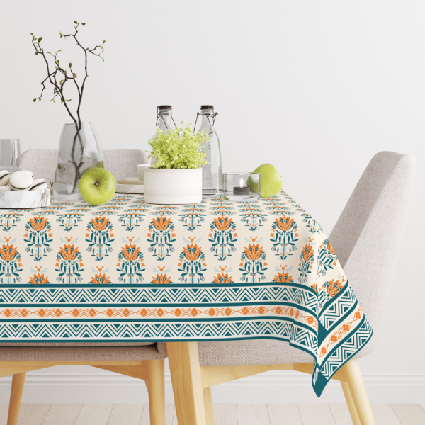 Blue Block | Premium Quality | Table Cloth | Dining Table Cloth