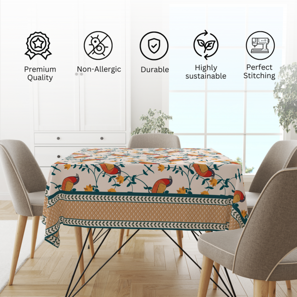 Bird's Land| Premium Quality | Table Cloth | 6 seater Dining Table Cloth - Image 9
